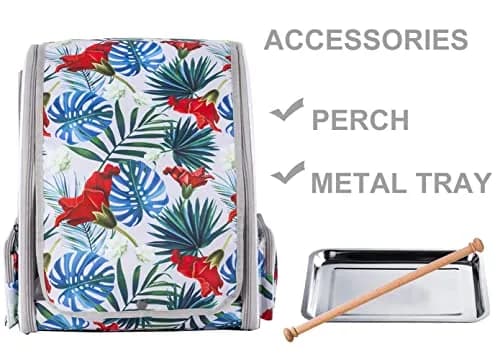 ORIZZP Bird Travel Carrier Backpack with Wooden Perch & Shade Cover | Multi-Colored, Small to Medium Bag for Parrots & Conures thumbnail 3