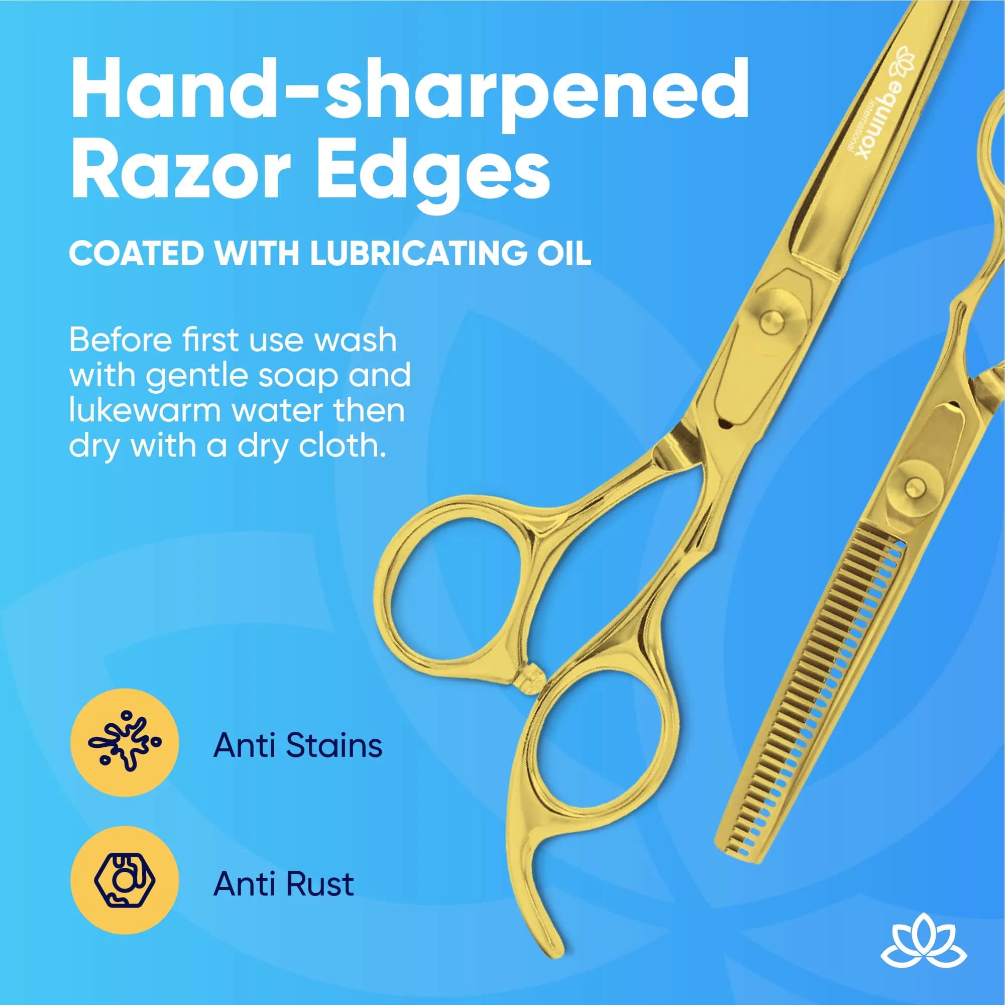 Equinox International 6.5 Inch Gold Thinning Barber Hair Cutting Shears | Japanese Stainless Steel - view 4