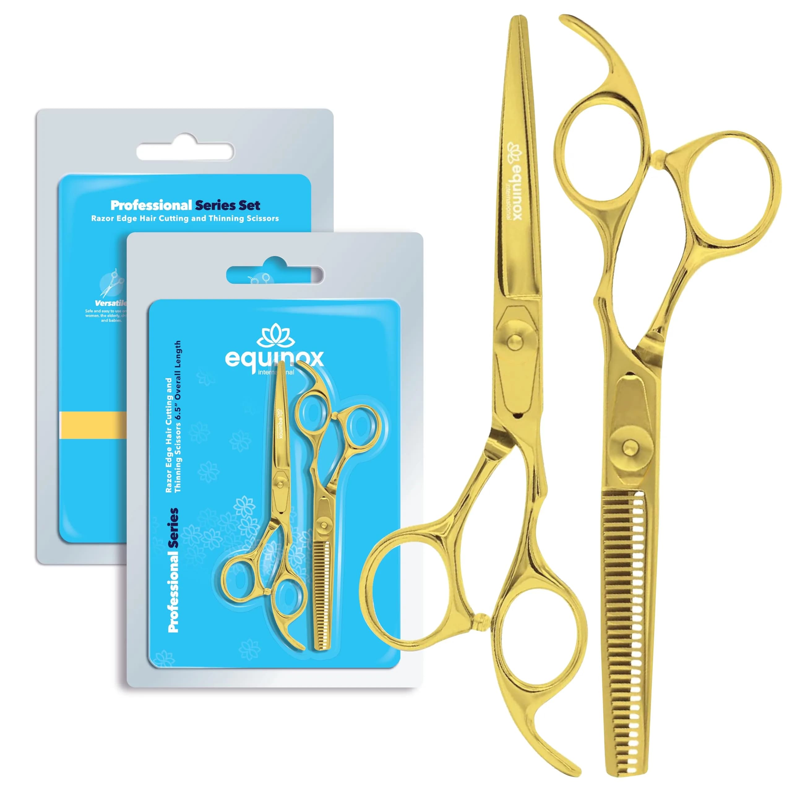 Equinox International 6.5 Inch Gold Thinning Barber Hair Cutting Shears | Japanese Stainless Steel - main product image