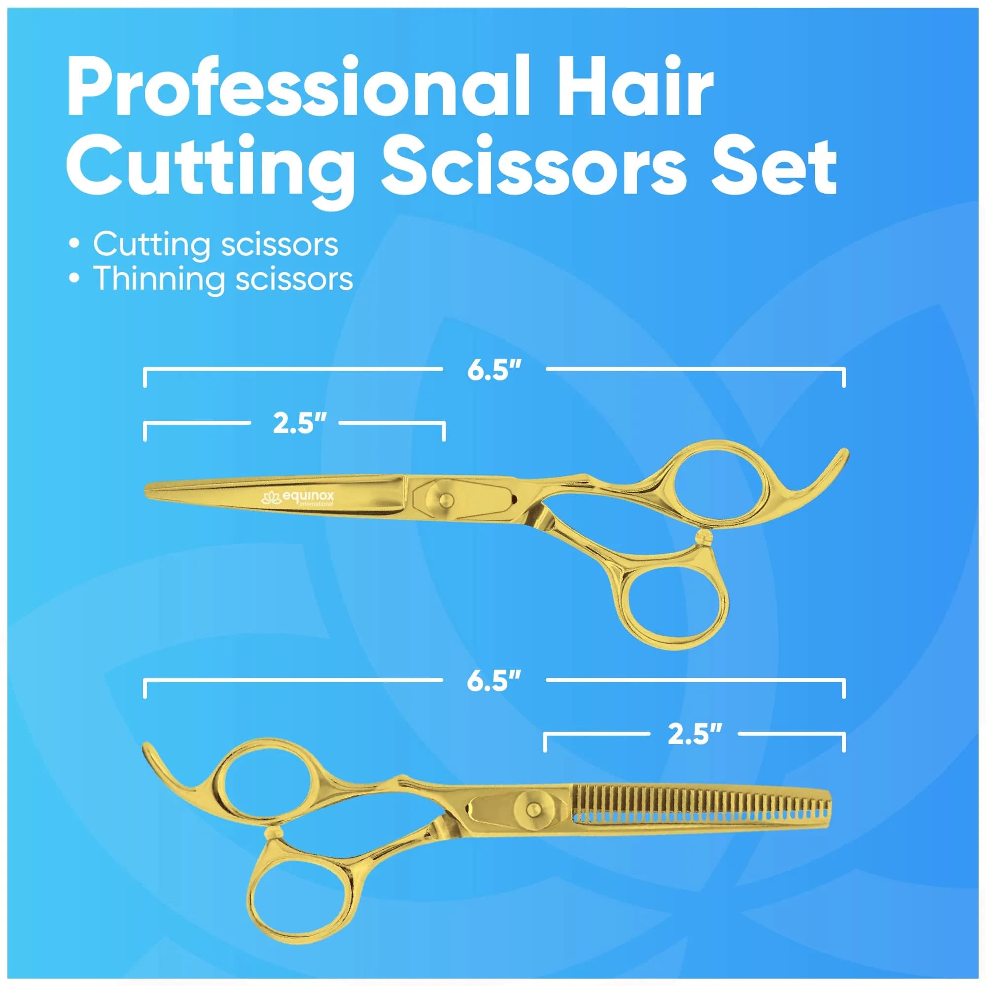 Equinox International 6.5 Inch Gold Thinning Barber Hair Cutting Shears | Japanese Stainless Steel - view 2