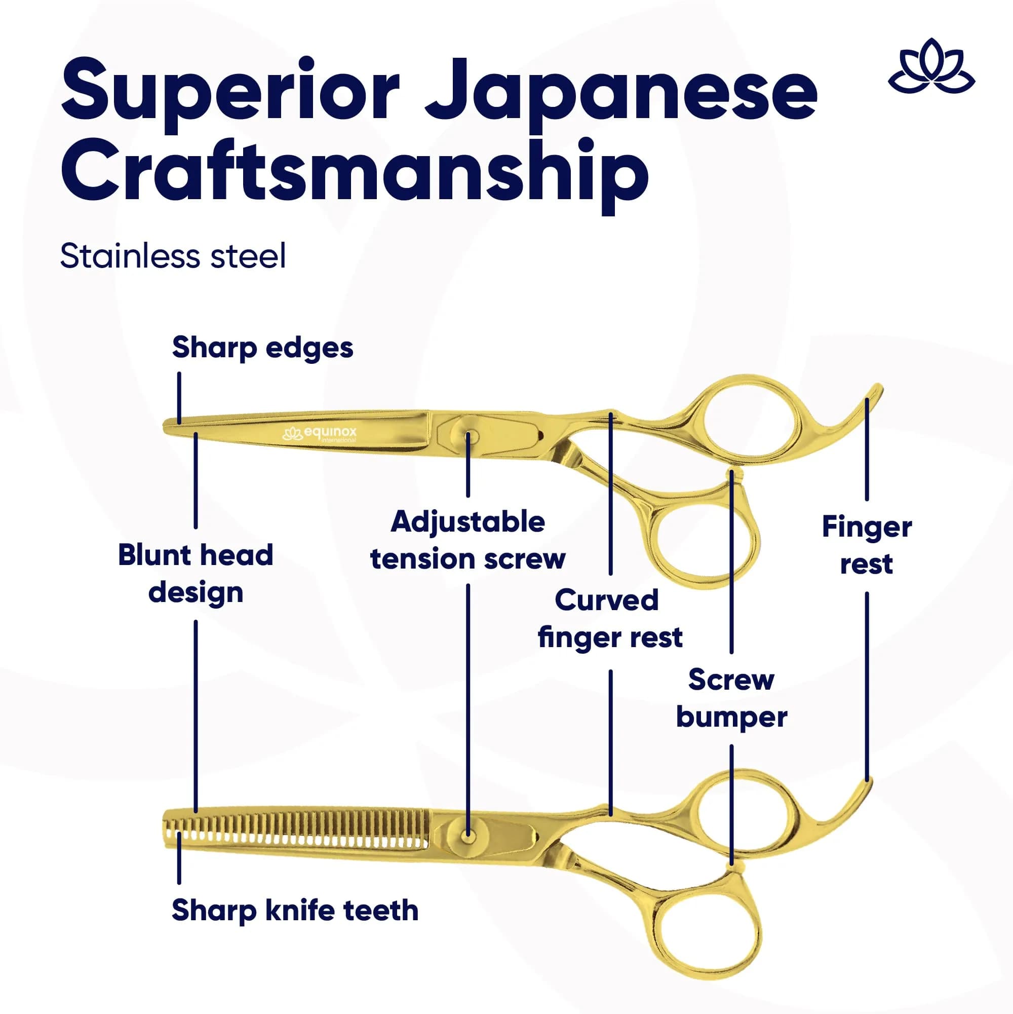 Equinox International 6.5 Inch Gold Thinning Barber Hair Cutting Shears | Japanese Stainless Steel - view 3