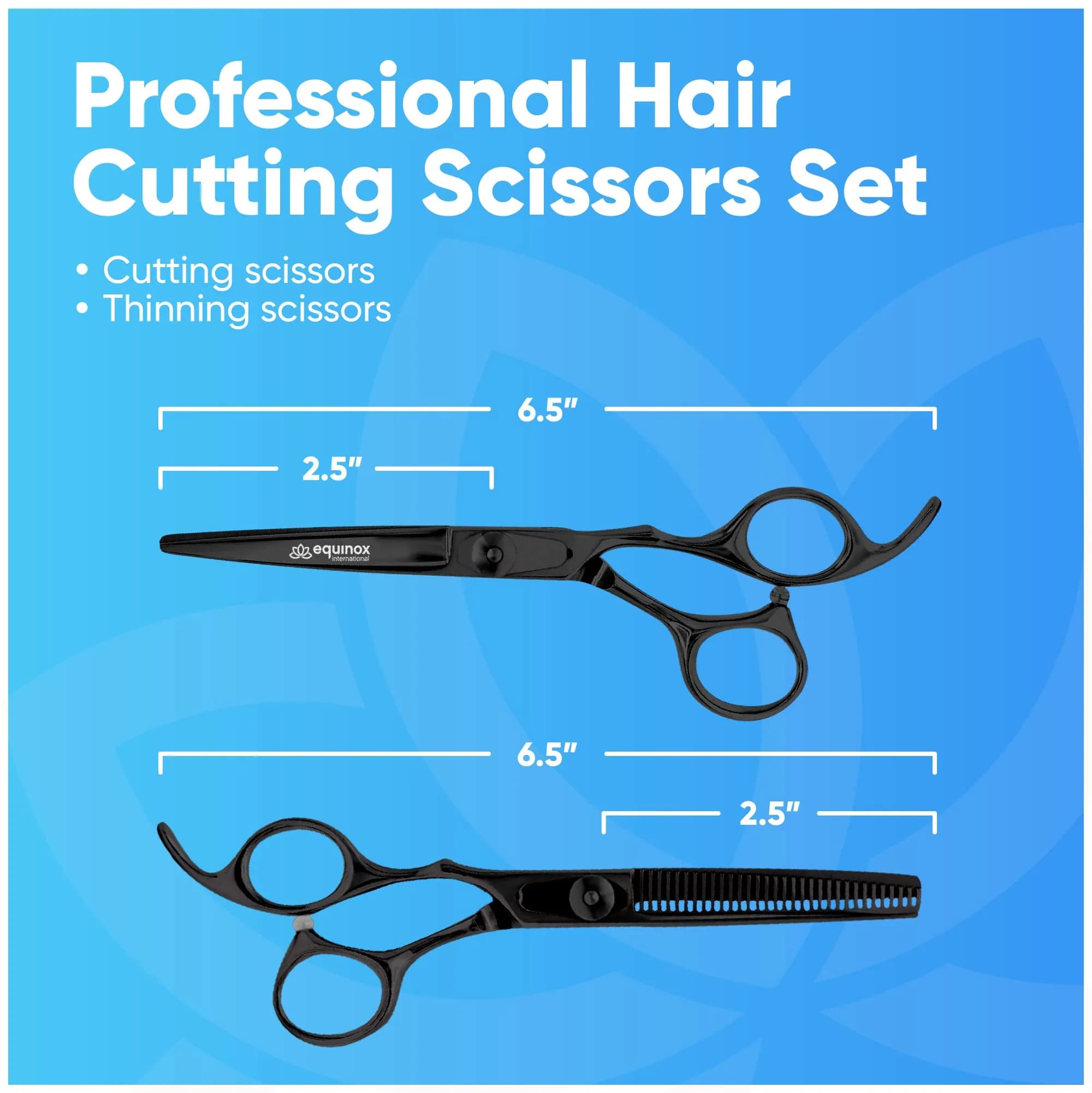 Equinox International 6.5 Inch Black-Thinning Barber Hair Cutting Shears | Japanese Stainless Steel - view 2