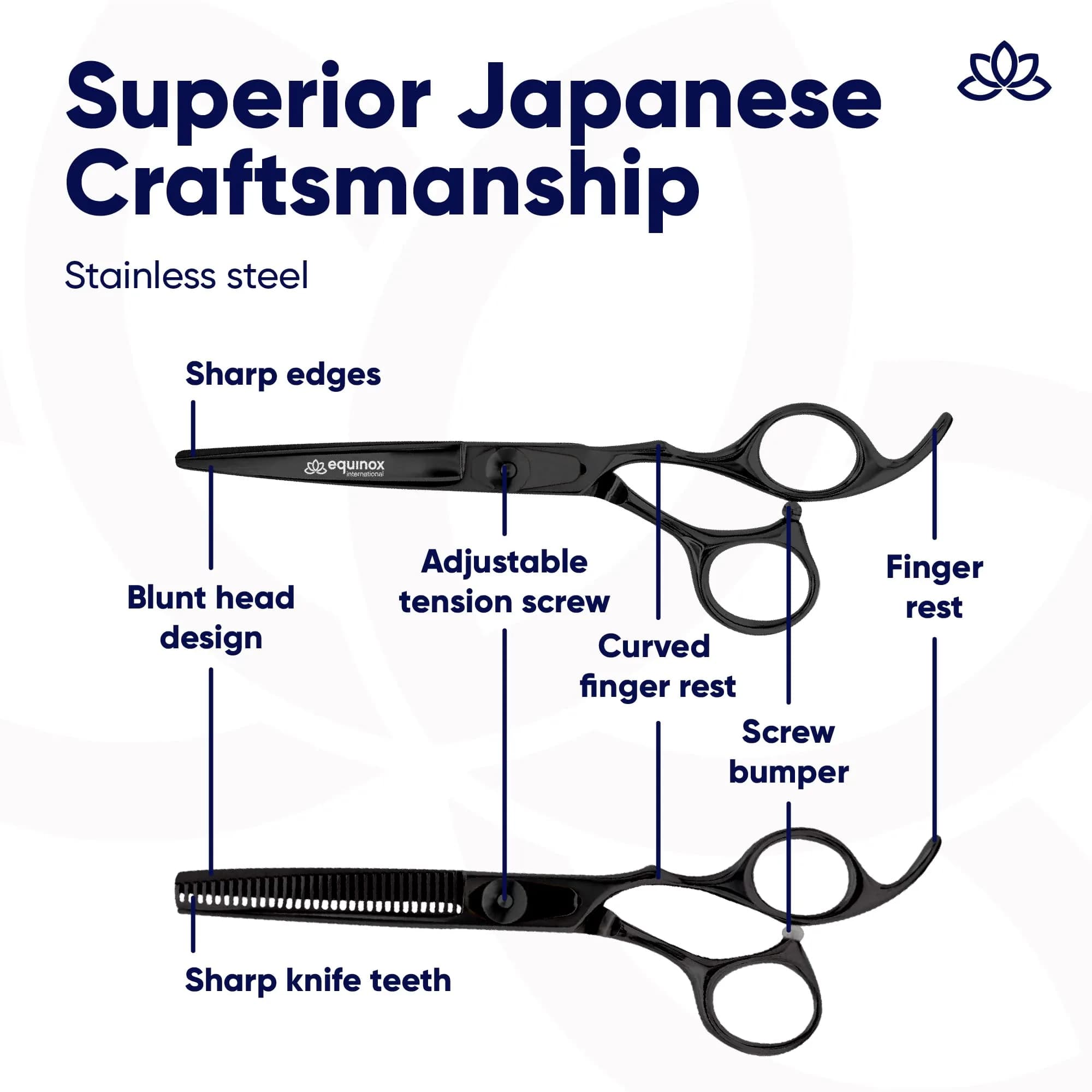 Equinox International 6.5 Inch Black-Thinning Barber Hair Cutting Shears | Japanese Stainless Steel - view 3