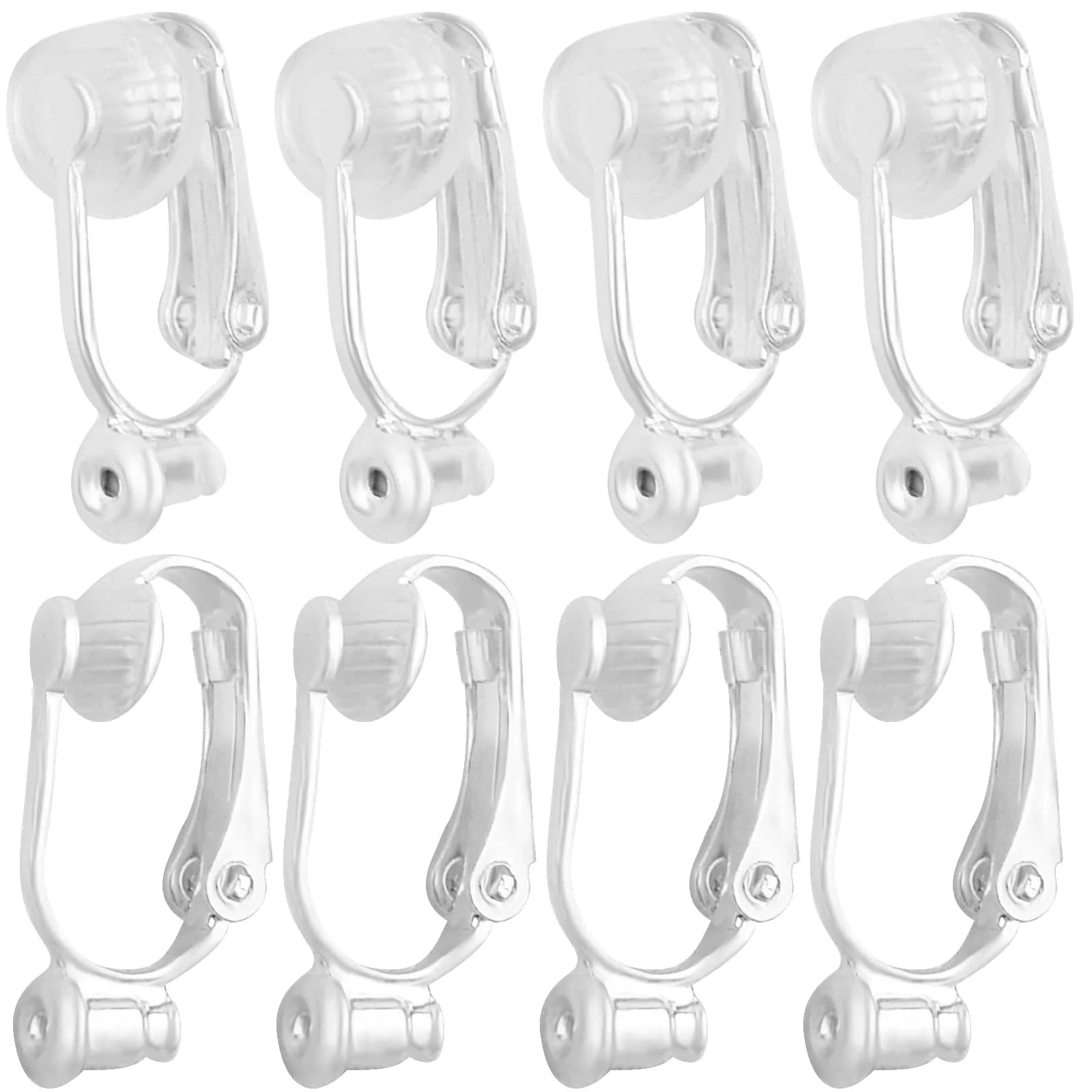 Aylifu Silver Clip-On Earring Converters with Comfort Pads, 12 Pairs (18.7mm x 10mm) | For Non-Pierced Ears - main product image