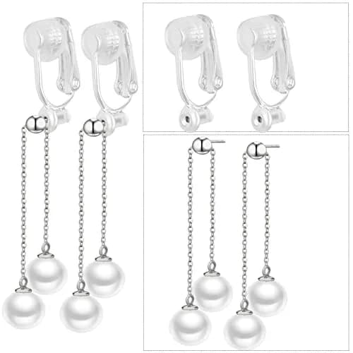 Aylifu Silver Clip-On Earring Converters with Comfort Pads, 12 Pairs (18.7mm x 10mm) | For Non-Pierced Ears thumbnail 4