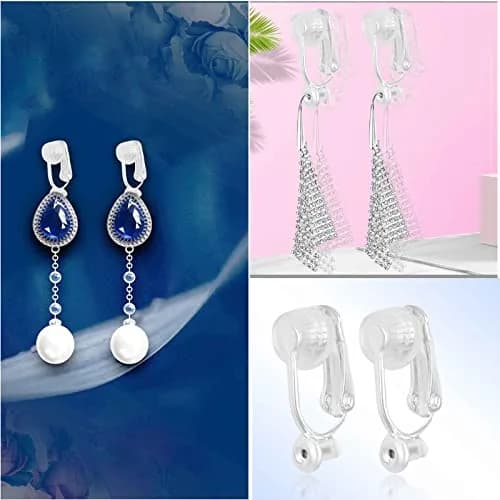 Aylifu Silver Clip-On Earring Converters with Comfort Pads, 12 Pairs (18.7mm x 10mm) | For Non-Pierced Ears thumbnail 5