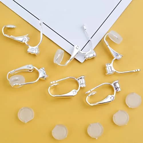 Aylifu Silver Clip-On Earring Converters with Comfort Pads, 12 Pairs (18.7mm x 10mm) | For Non-Pierced Ears thumbnail 7