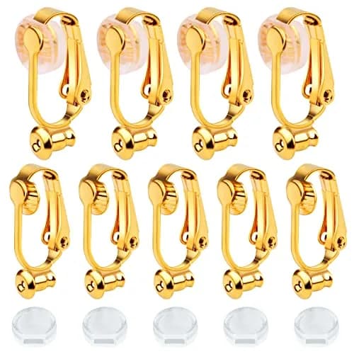Aylifu 12 Pairs Golden Clip-On Earring Converters Components with Comfort Pads | Hypoallergenic Brass Earring Clips for Non Pierced Ears thumbnail 1