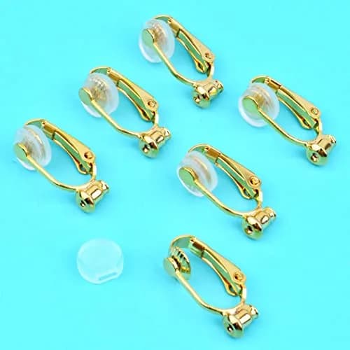 Aylifu 12 Pairs Golden Clip-On Earring Converters Components with Comfort Pads | Hypoallergenic Brass Earring Clips for Non Pierced Ears thumbnail 7