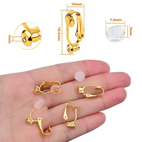 Aylifu 12 Pairs Golden Clip-On Earring Converters Components with Comfort Pads | Hypoallergenic Brass Earring Clips for Non Pierced Ears thumbnail 3