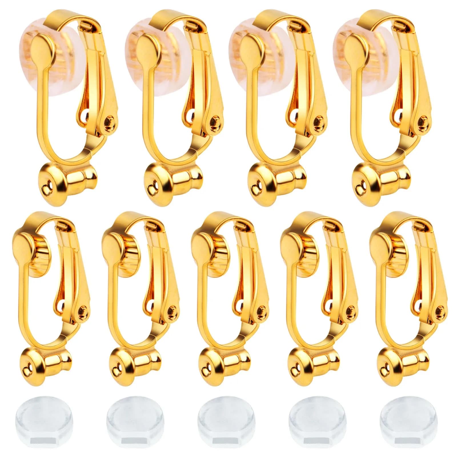 Aylifu Clip-On Earring Converters 12 Pairs (Silver & Gold) | Non-Pierced Earring Backs with Silicone Pads — Gold