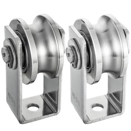 SHINICO Stainless Steel Cable Pulley Wheel with 2 Bearings, 10mm Rope Capacity | Smooth & Silent Operation thumbnail 1