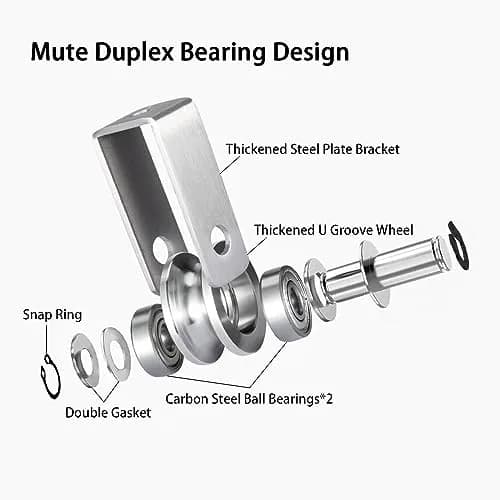 SHINICO Stainless Steel Cable Pulley Wheel with 2 Bearings, 10mm Rope Capacity | Smooth & Silent Operation thumbnail 3
