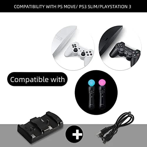 Xahpower Controller Charger Station for PS3 | Fast Dual Controller Charging Dock with LED Indicator thumbnail 3
