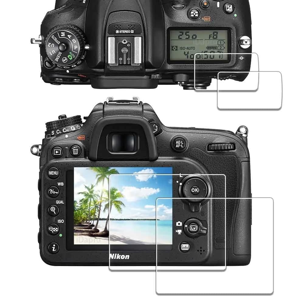 iDaPro Tempered Glass Screen Protector for Nikon D7200/D7100 LCD & Top Screen | 9H Hardness, Anti-Glare, Bubble-Free Installation Kit — D7200/D7100