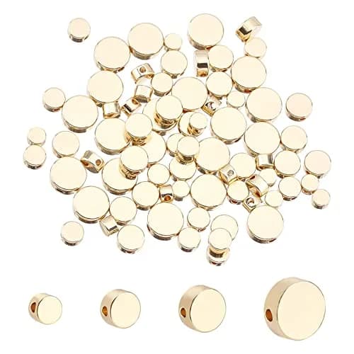 PH PandaHall 14K Gold Coin Beads 80pcs 4-8mm Flat Round Brass Spacer Beads | Authentic USA Import for Jewelry Making thumbnail 1