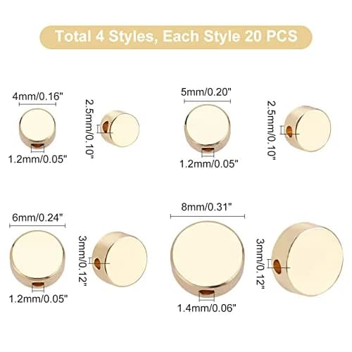 PH PandaHall 14K Gold Coin Beads 80pcs 4-8mm Flat Round Brass Spacer Beads | Authentic USA Import for Jewelry Making thumbnail 4