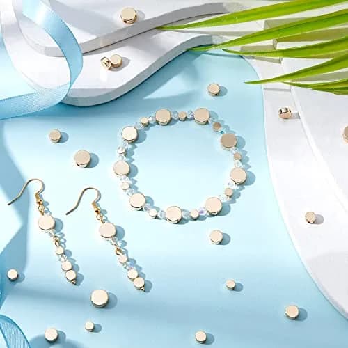 PH PandaHall 14K Gold Coin Beads 80pcs 4-8mm Flat Round Brass Spacer Beads | Authentic USA Import for Jewelry Making thumbnail 2