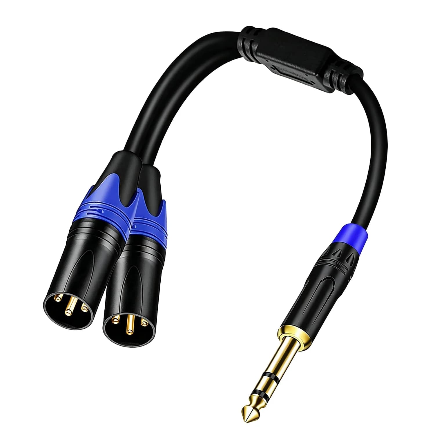 Seefeful Dual Female XLR to 1/4 inch TRS Stereo Cable 11.8 Inches | Unbalanced Microphone Patch Cord — Black