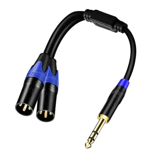 Seefeful 1/4" TRS to Dual XLR Male Y Splitter Cable 1.5 FT | High Noise Cancellation & Shielded thumbnail 1