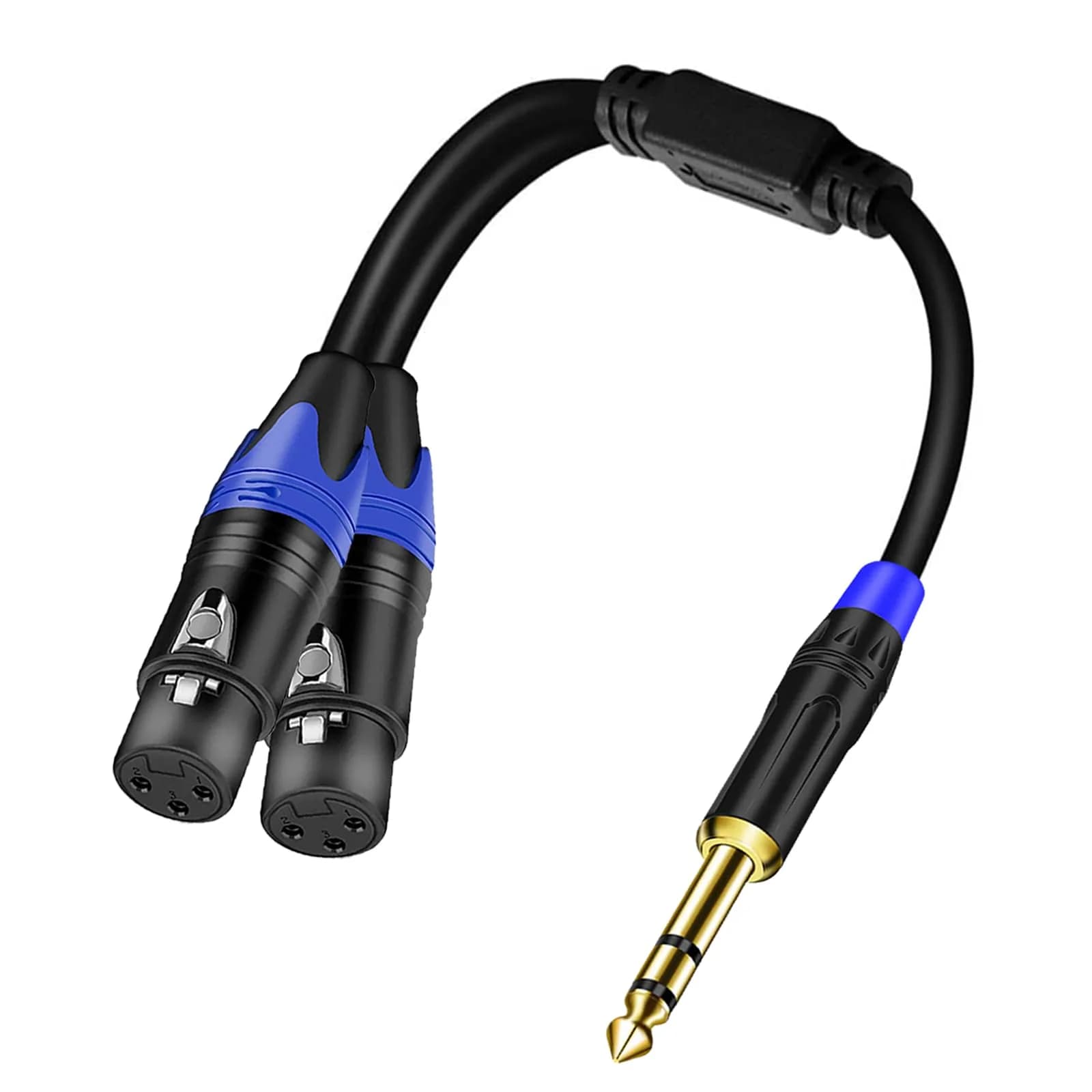 Seefeful Dual Female XLR to 1/4 inch TRS Stereo Cable 11.8 Inches | Unbalanced Microphone Patch Cord - main product image