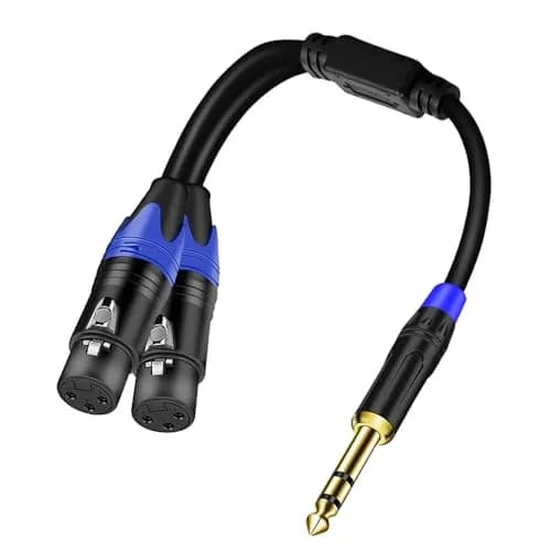 Seefeful Dual Female XLR to 1/4 inch TRS Stereo Cable 11.8 Inches | Unbalanced Microphone Patch Cord thumbnail 1