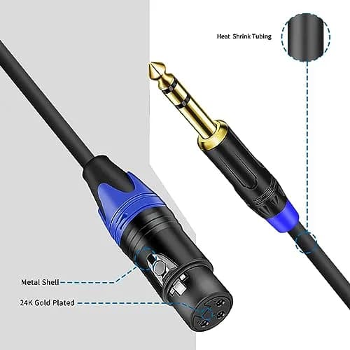 Seefeful Dual Female XLR to 1/4 inch TRS Stereo Cable 11.8 Inches | Unbalanced Microphone Patch Cord thumbnail 4