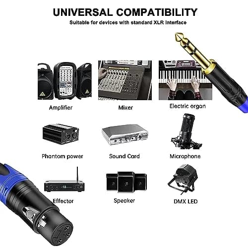 Seefeful Dual Female XLR to 1/4 inch TRS Stereo Cable 11.8 Inches | Unbalanced Microphone Patch Cord thumbnail 6