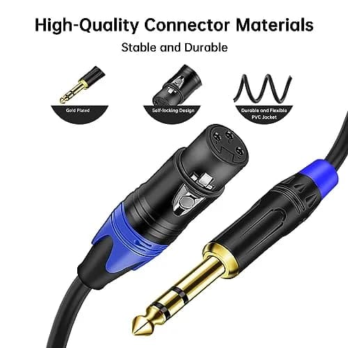 Seefeful Dual Female XLR to 1/4 inch TRS Stereo Cable 11.8 Inches | Unbalanced Microphone Patch Cord thumbnail 3