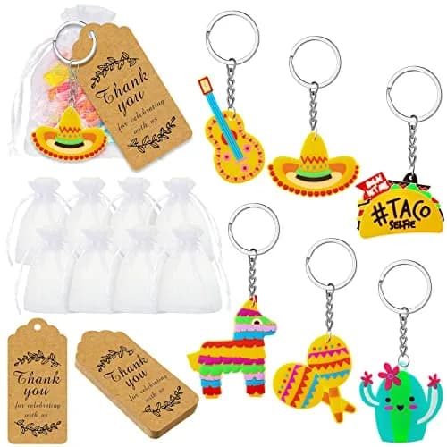 Sureio Mexican Fiesta Party Favors with Thank You Gift Tag - 54 Pcs (18 Keychains, 18 Bags, 18 Tags) thumbnail 1