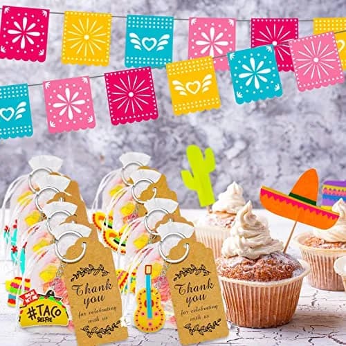 Sureio Mexican Fiesta Party Favors with Thank You Gift Tag - 54 Pcs (18 Keychains, 18 Bags, 18 Tags) thumbnail 5