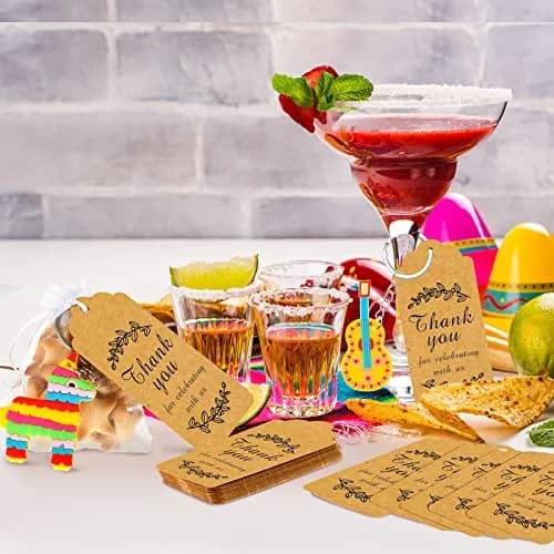 Sureio Mexican Fiesta Party Favors with Thank You Gift Tag - 54 Pcs (18 Keychains, 18 Bags, 18 Tags) thumbnail 6