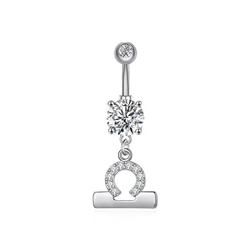 Pingyongchang Belly Button Ring 14G Libra CZ Dangle Jewelry | Surgical Steel Navel Bar for Women thumbnail 1