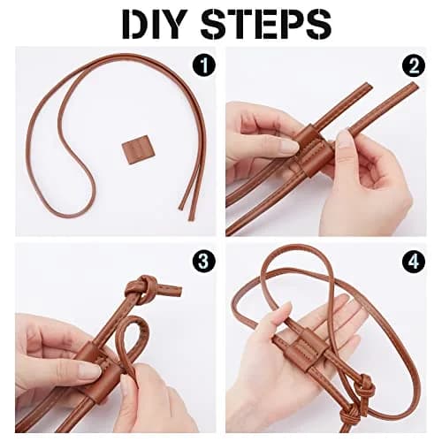 WADORN PU Leather Drawstring Purse Strap 40.1 Inch | Detachable Leather Bucket Bag Strap for DIY Bags thumbnail 6