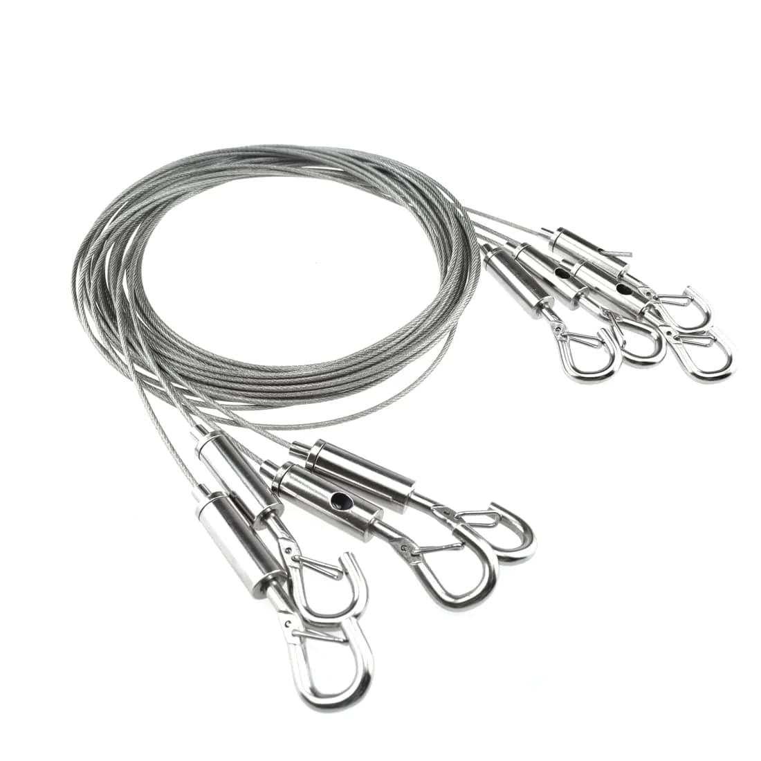 SDTC Tech Stainless Steel Wire Rope with Adjustable Hooks 2m (6.5 ft) | 4-Pack for Hanging & Securing - main product image