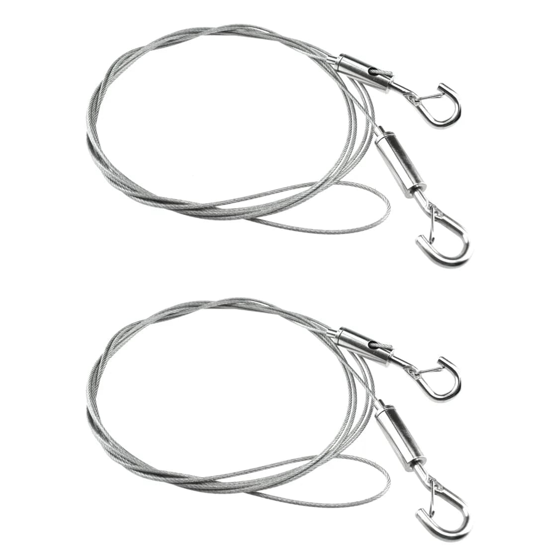 SDTC Tech Stainless Steel Wire Rope with Adjustable Hooks, 2m (6.5 ft) | 2-Pack, 175lb Load Capacity - main product image