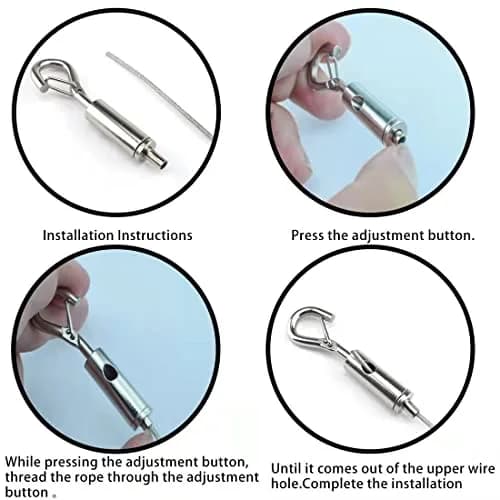 SDTC Tech Stainless Steel Wire Rope with Adjustable Hooks, 2m (6.5 ft) | 2-Pack, 175lb Load Capacity thumbnail 5