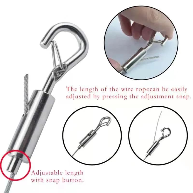 SDTC Tech Stainless Steel Wire Rope with Adjustable Hooks, 2m (6.5 ft) | 2-Pack, 175lb Load Capacity thumbnail 6