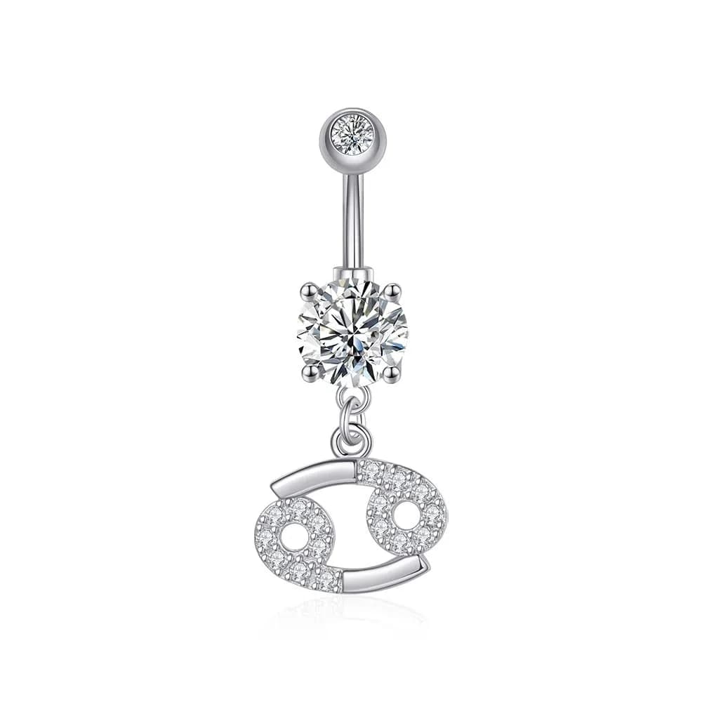 Pingyongchang Dangle Belly Button Rings 14G | Surgical Steel Navel Piercing Jewelry for Women-Cancer — Cancer
