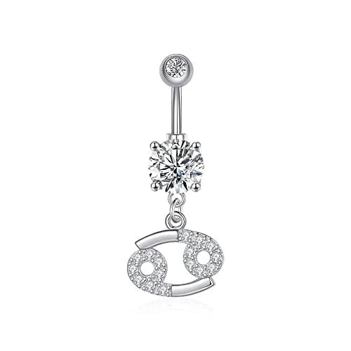Pingyongchang Dangle Belly Button Rings 14G | Surgical Steel Navel Piercing Jewelry for Women-Cancer thumbnail 1