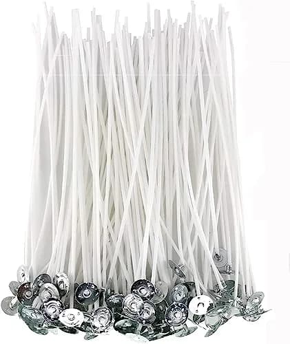 PXBBZDQ 4" Cotton Candle Wick 100 Piece Pre-Waxed for Candle Making, Thin, Lead & Zinc Free thumbnail 1