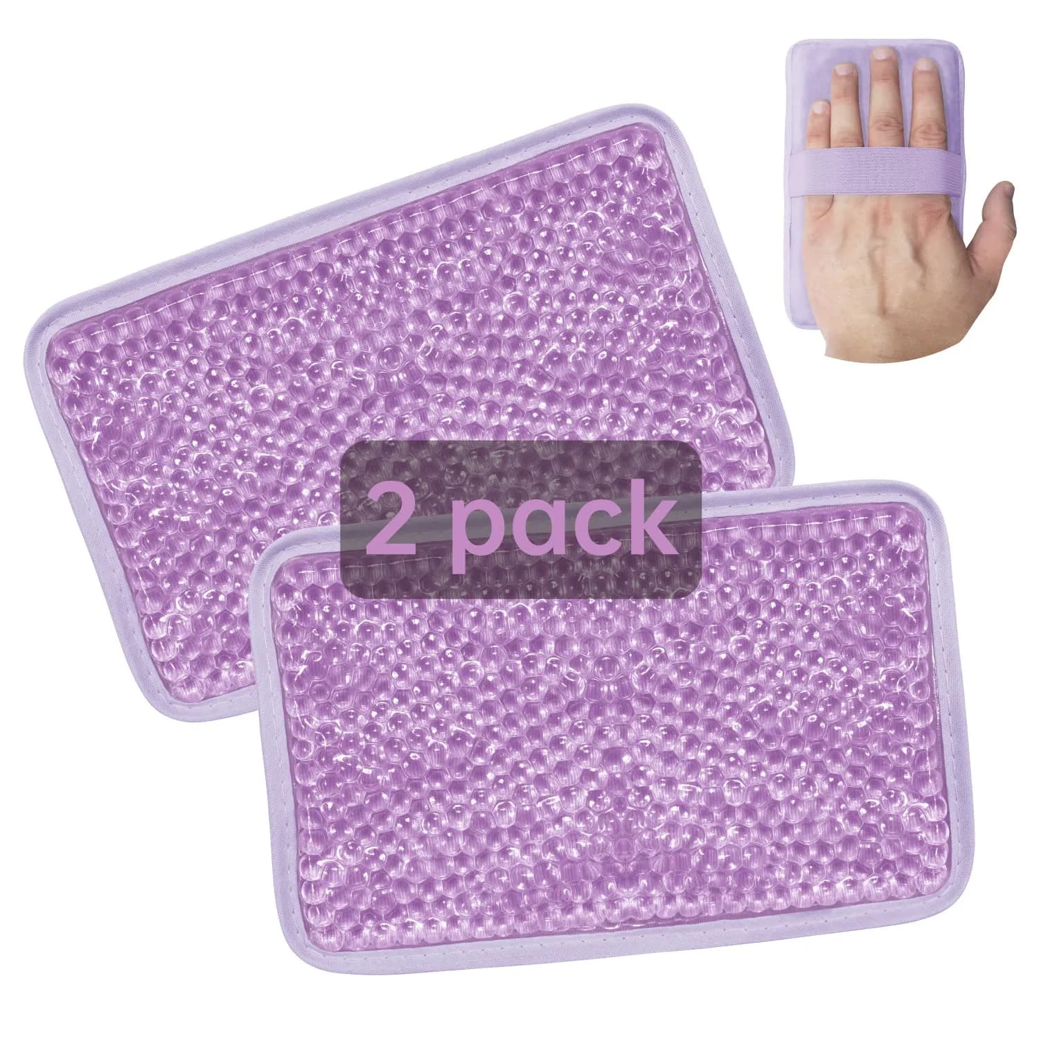 ZNÖCUETÖD Gel Ice Pack with Strap - 2 Pack Reusable Hot Cold Pack, 173g (6.1 oz) Each | Fast Pain Relief for Injuries — Purple