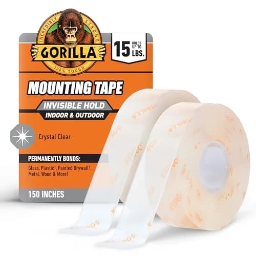 GORILLA Invisible Hold Mounting Tape 1" x 150" Clear 2-Pack | Strong Permanent Bond for Indoor/Outdoor Use thumbnail 1
