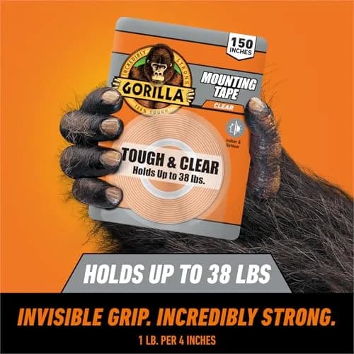 GORILLA Invisible Hold Mounting Tape 1" x 150" Clear 2-Pack | Strong Permanent Bond for Indoor/Outdoor Use thumbnail 2