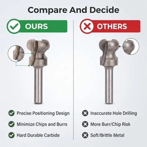 Walfront Finger Pull Bit 1/4in Round Shank Carbide Center Point Drill Bit for Drawer Pull, Cork Wood Hardwood Veneer, Slotting & Keyholes (70-120 chars) thumbnail 4