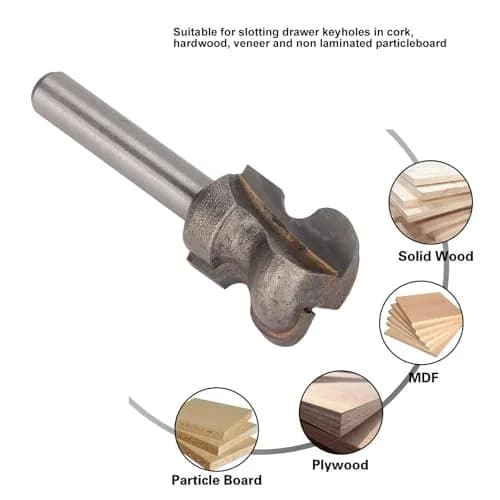 Walfront Finger Pull Bit 1/4in Round Shank Carbide Center Point Drill Bit for Drawer Pull, Cork Wood Hardwood Veneer, Slotting & Keyholes (70-120 chars) thumbnail 2