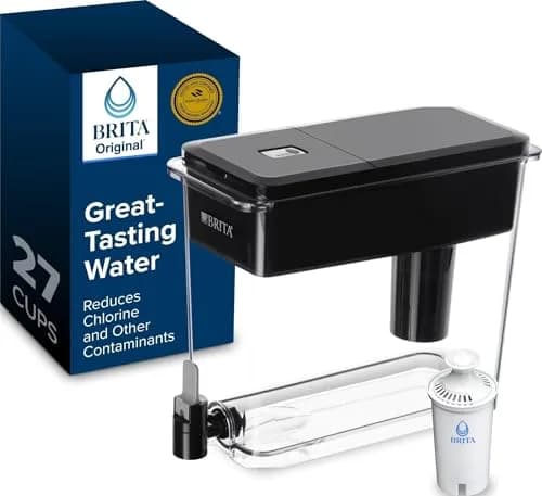 Brita UltraMax 27 Cup Water Dispenser with 1 Standard Filter, Black | Fridge-Friendly & Space-Saving thumbnail 1