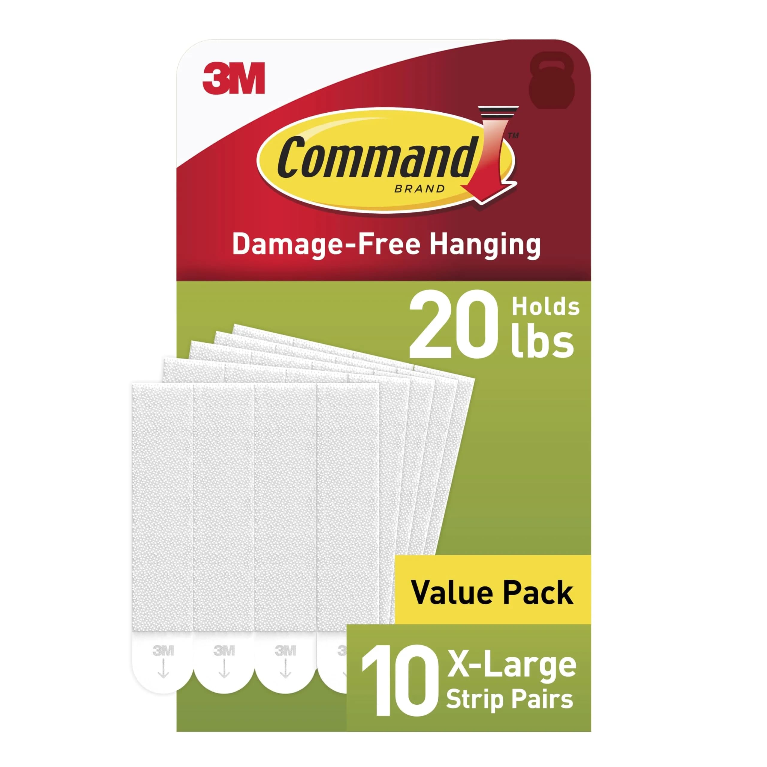 Command 20 lb XL Heavyweight Picture Hanging Strips (10 Pairs, 20 Strips) | Damage-Free Hangers for Frames - main product image