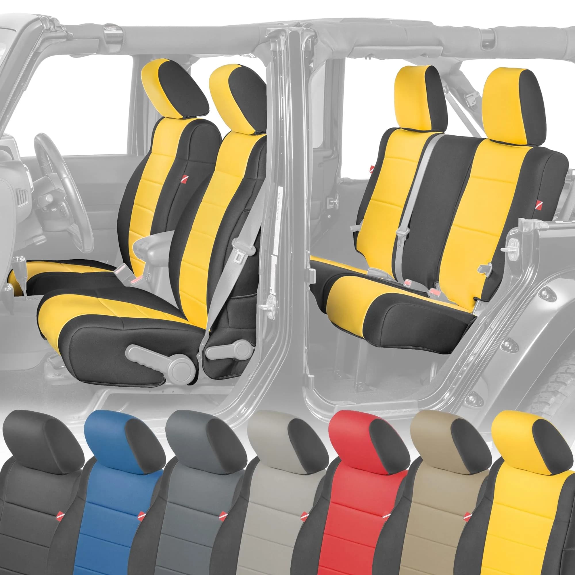 Diver Down Neoprene Seat Cover Set - Fits Jeep JK Unlimited 4-Door 2007-2018 | Custom Fit, Soft Padded Cushion Feel