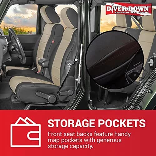 Diver Down Neoprene Seat Cover Set - Fits Jeep JK Unlimited 4-Door 2007-2018 | Custom Fit, Soft Padded Cushion Feel thumbnail 4